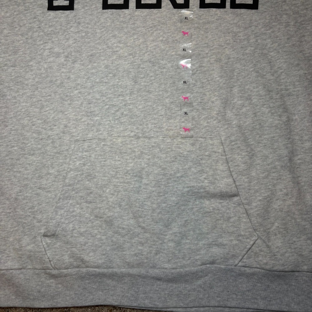 Victoria Secret NWT Pink hooded Quarter Zip SIZE XL heathered silver w/logo - Picture 7 of 12